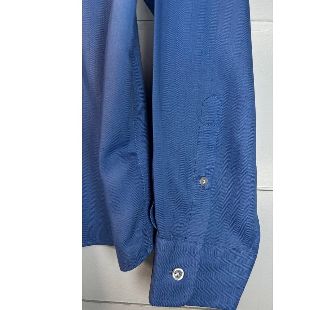 Lands End Shirt Mens, SIze 18 Blue Long Sleeve Traditional Fit Button Up - Picture 2 of 7